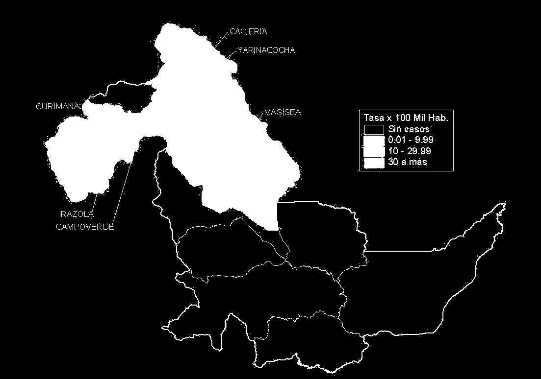 DENGUE: Departamento Ucayali 2015* Curva de casos de Dengue en Ucayali 2012 2015* 2012 2013 2014 2015* Mapa de incidencia Ucayali 2015* 11056 1057 1587 273 de riesgo de dengue en Ucayali % Índice