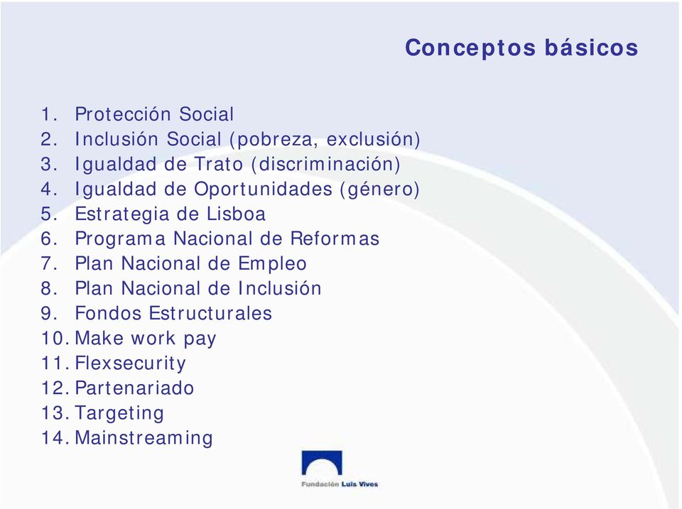 Estrategia de Lisboa 6. Programa Nacional de Reformas 7. Plan Nacional de Empleo 8.