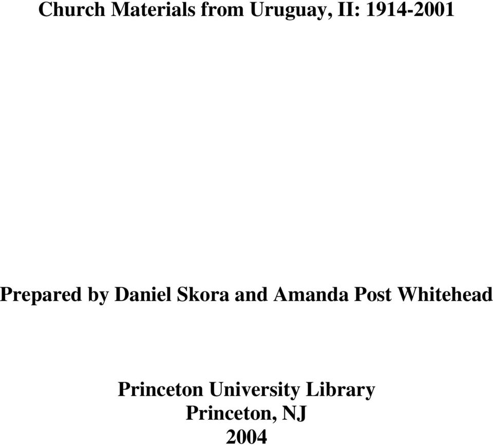 and Amanda Post Whitehead Princeton