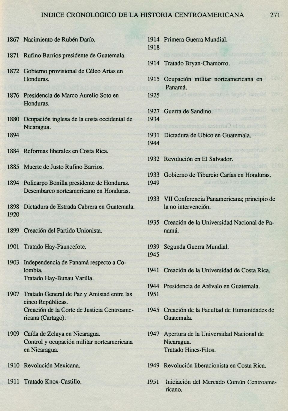 1880 Ocupación inglesa de la costa occidental de 1934 Nicaragua. 1894 1931 Dictadura de Ubico en 1944 1884 Reformas liberales en Costa Rica. 1932 Revolución en El Salvador.