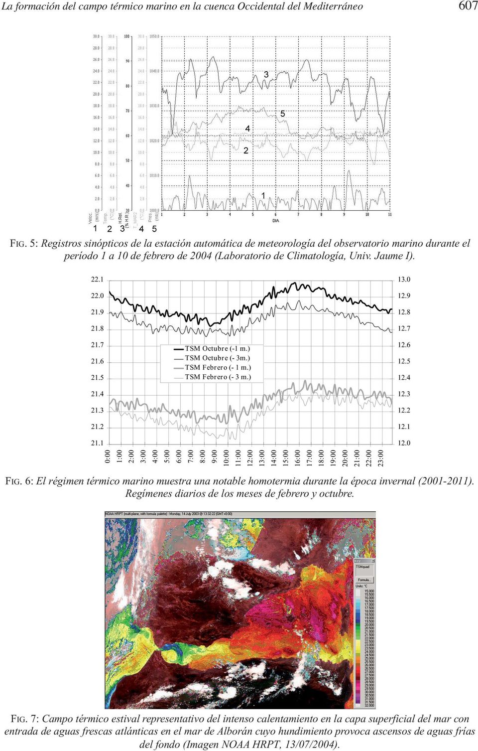Jaume I). FIG. 6: El régimen térmico marino muestra una notable homotermia durante la época invernal (2001-2011). Regímenes diarios de los meses de febrero y octubre.