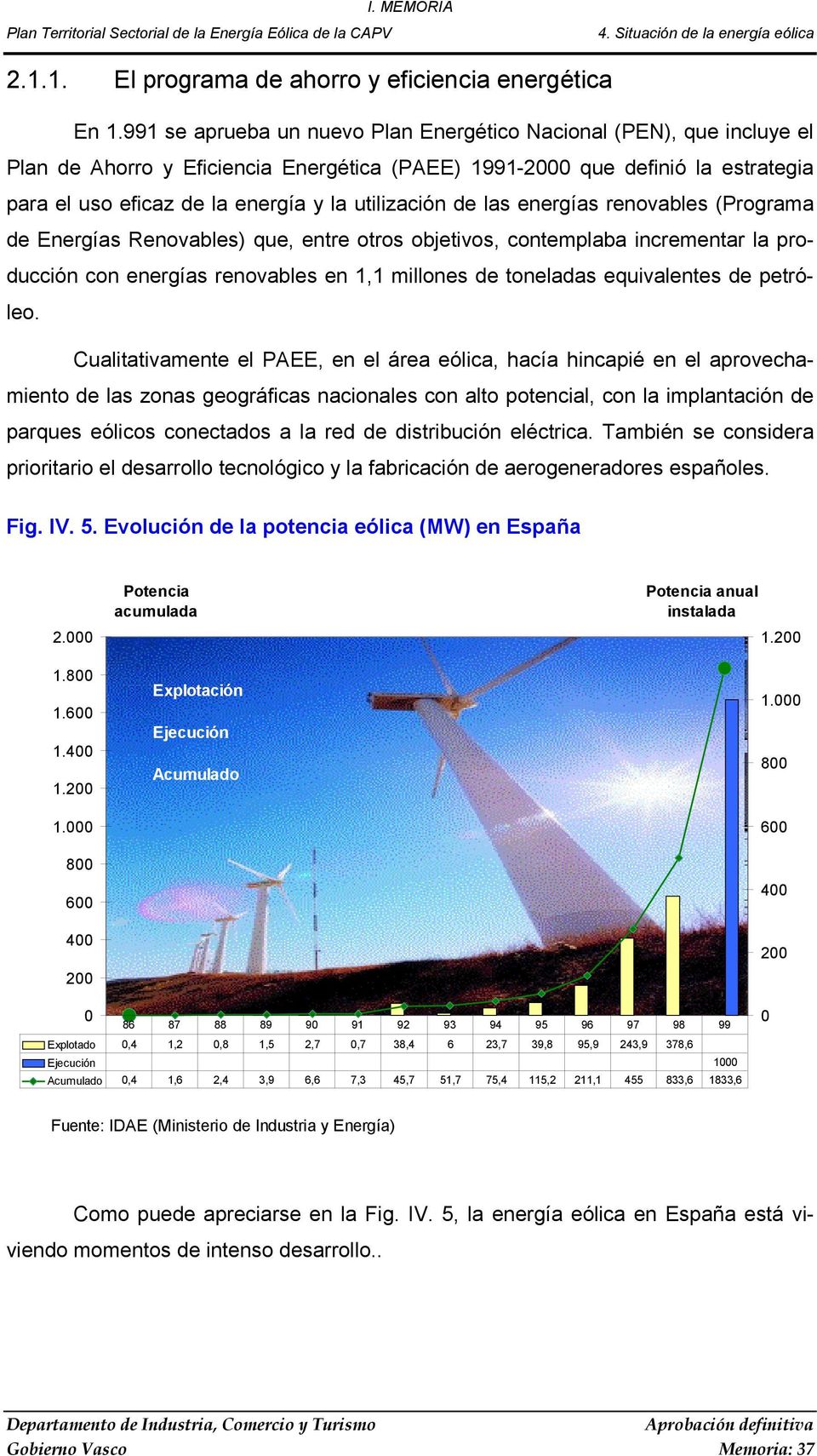utilización de las energías renovables (Programa de Energías Renovables) que, entre otros objetivos, contemplaba incrementar la producción con energías renovables en 1,1 millones de toneladas
