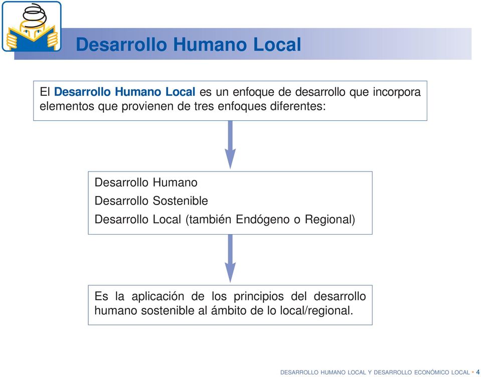Desarrollo Local (también Endógeno o Regional) Es la aplicación de los principios del desarrollo