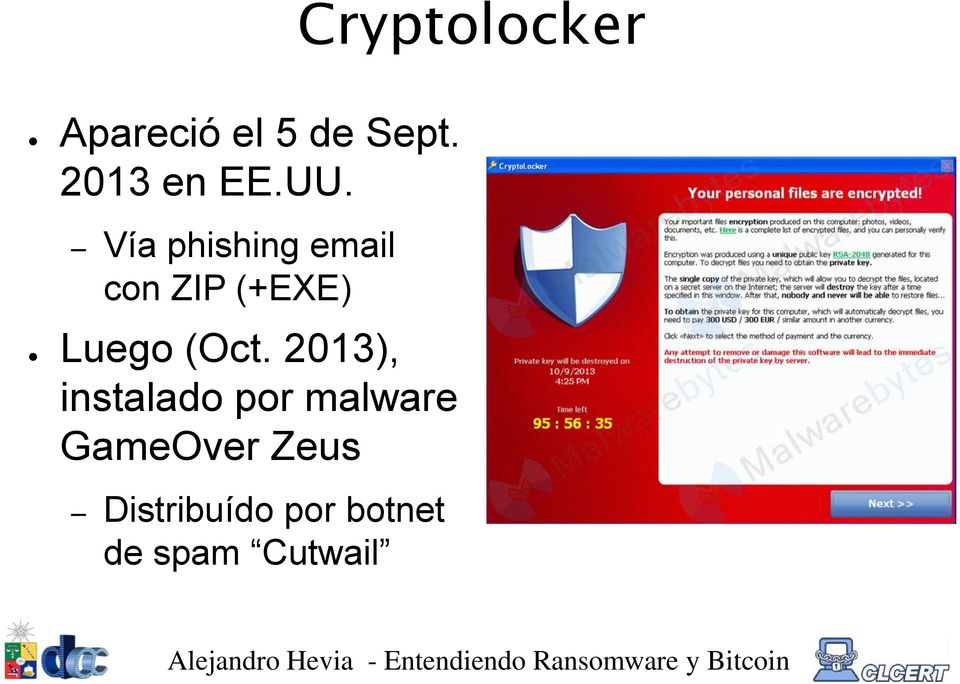 Vía phishing email con ZIP (+EXE) Luego (Oct.