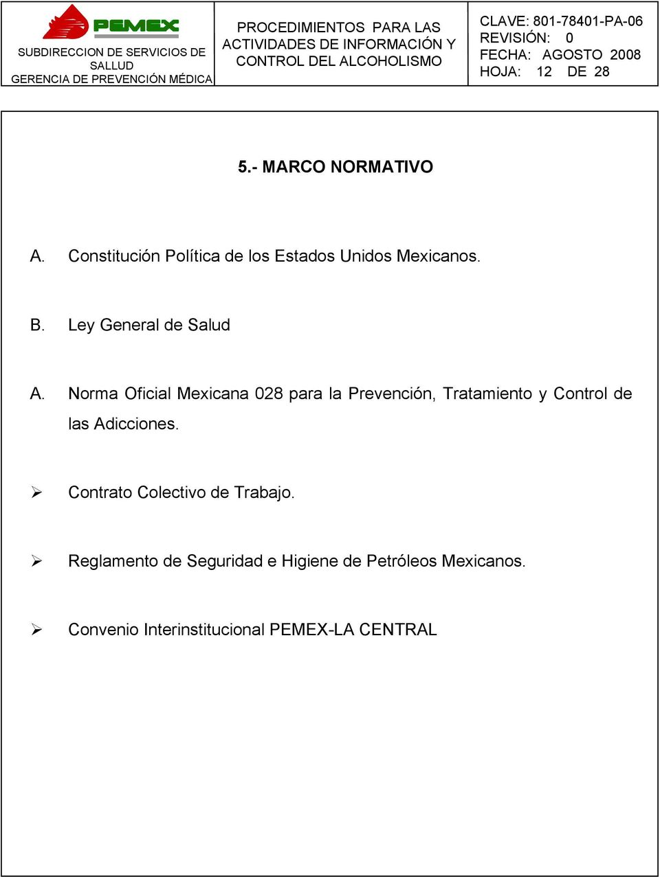 Norma Oficial Mexicana 028 para la Prevención, Tratamiento y Control de las