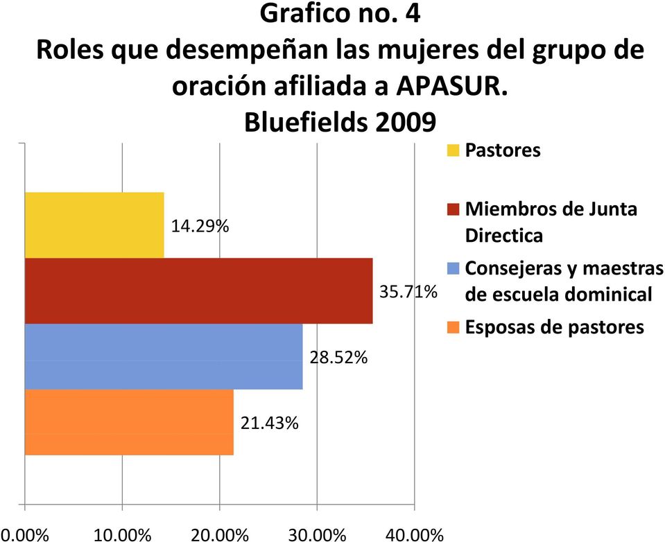 APASUR. Bluefields 2009 Pastores 14.29% 28.