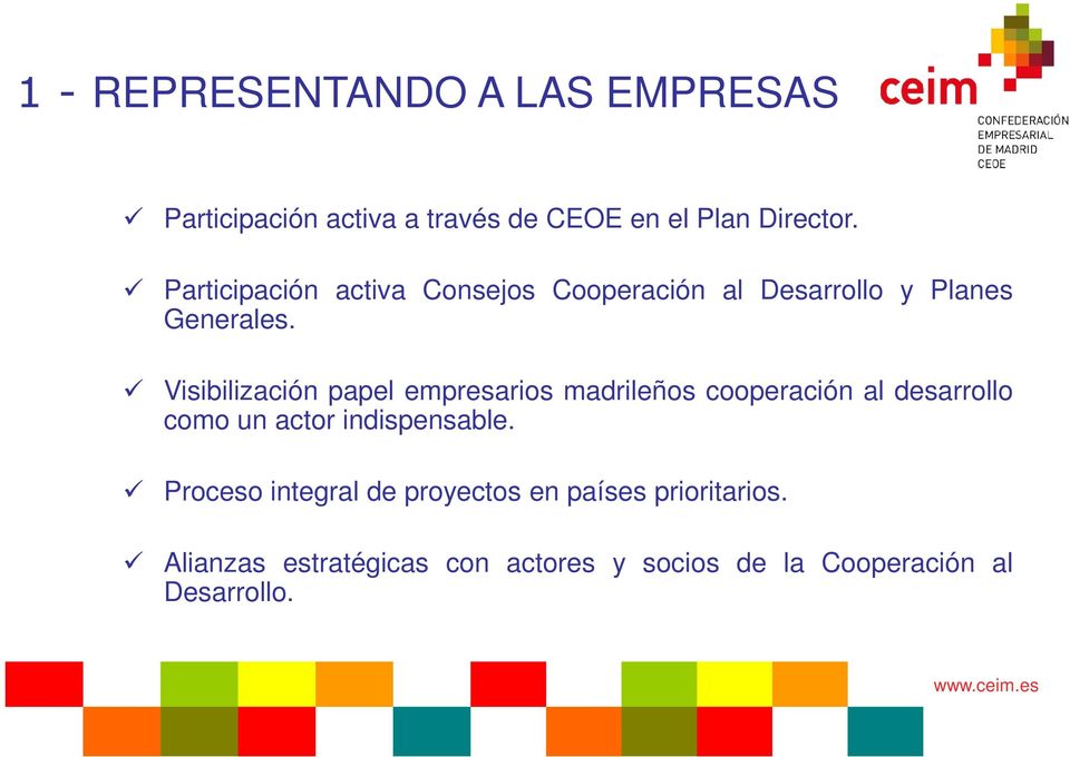 Visibilización papel empresarios madrileños cooperación al desarrollo como un actor indispensable.