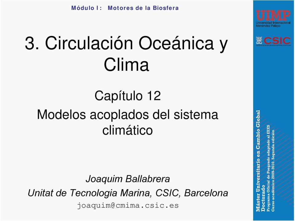 acoplados del sistema climático Joaquim Ballabrera