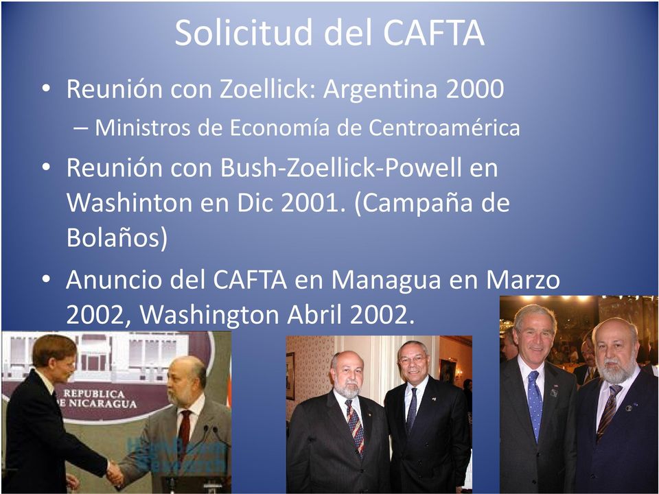 Bush-Zoellick-Powell en Washinton en Dic 2001.