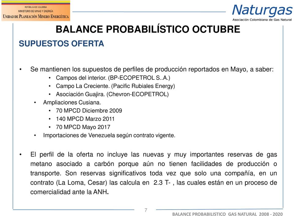 7 MPCD Diciembre 29 14 MPCD Marzo 211 7 MPCD Mayo 217 Importaciones de Venezuela según contrato vigente.