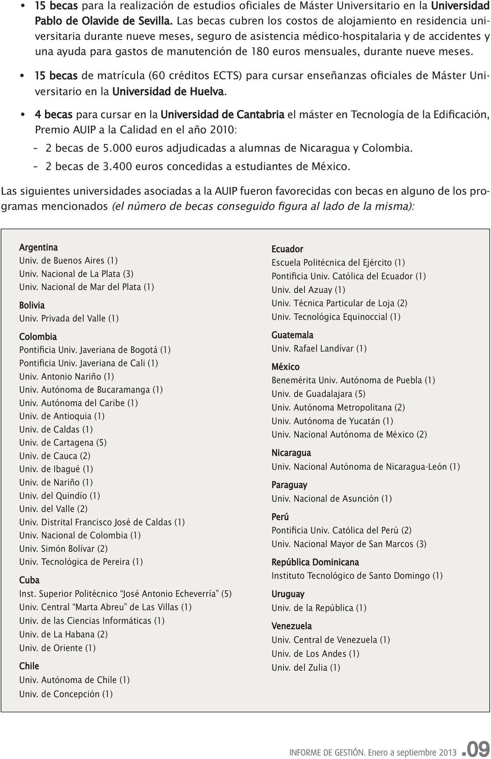euros mensuales, durante nueve meses. 15 becas de matrícula (60 créditos ECTS) para cursar enseñanzas oficiales de Máster Universitario en la Universidad de Huelva.