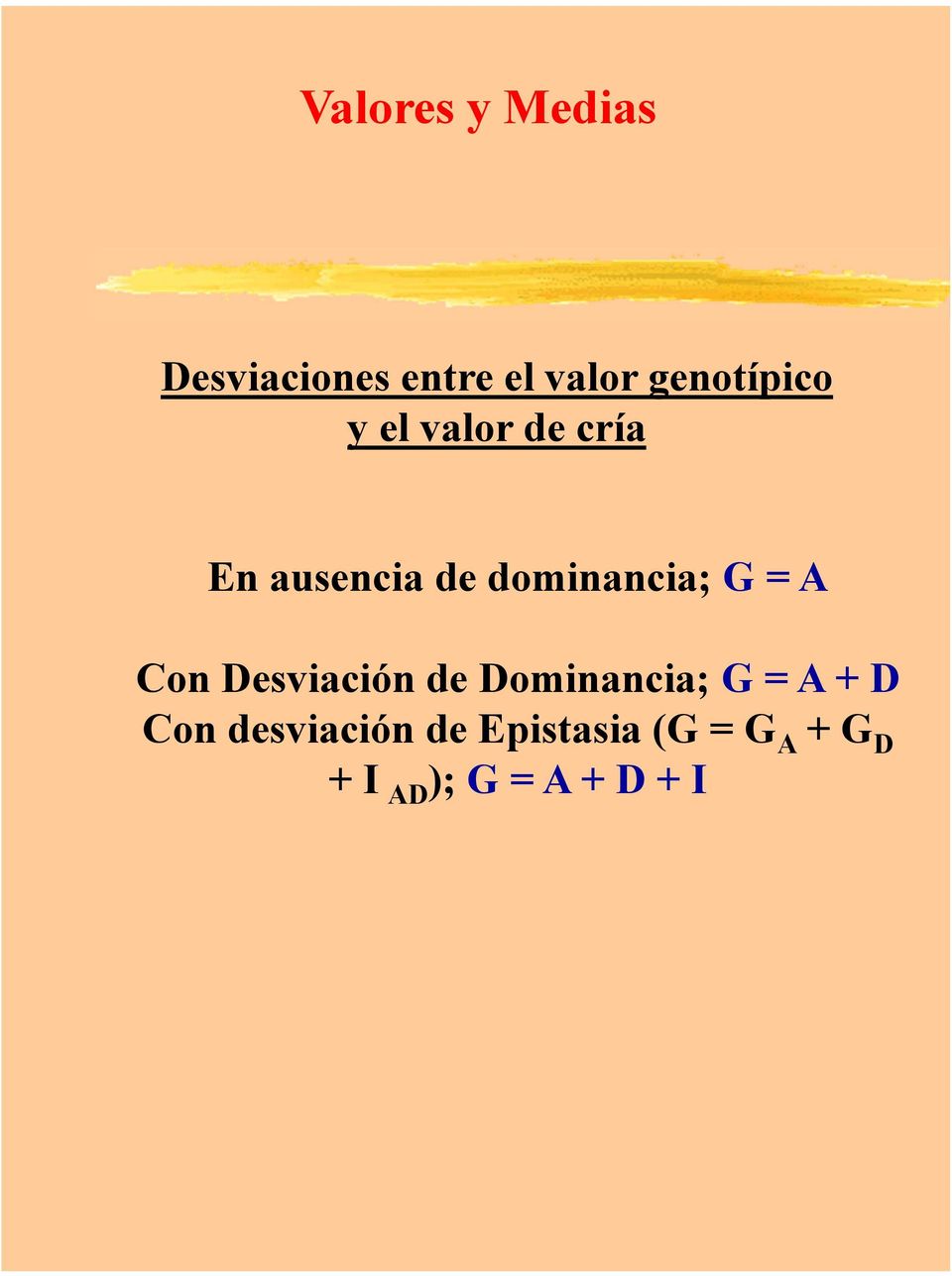dominancia; G = A Con Desviación de Dominancia; G = A