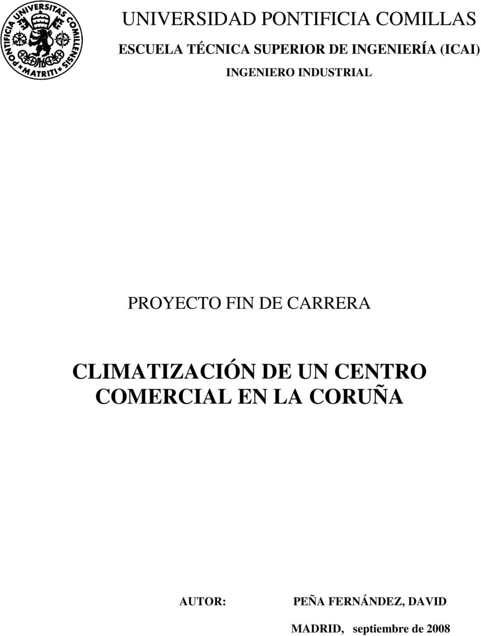 DE CARRERA CLIMATIZACIÓN DE UN CENTRO COMERCIAL EN LA