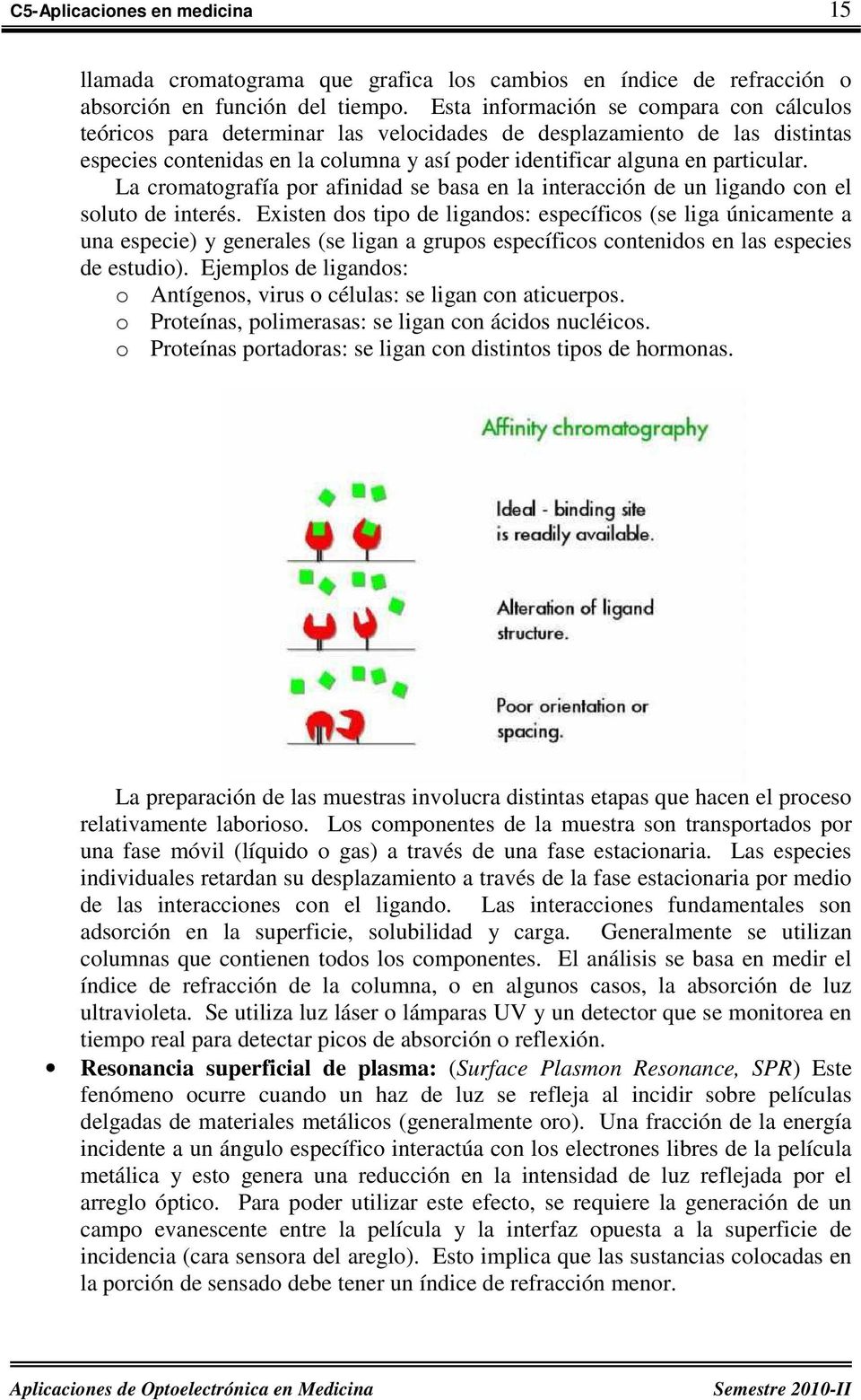 La cromatografía por afndad se basa en la nteraccón de un lgando con el soluto de nterés.