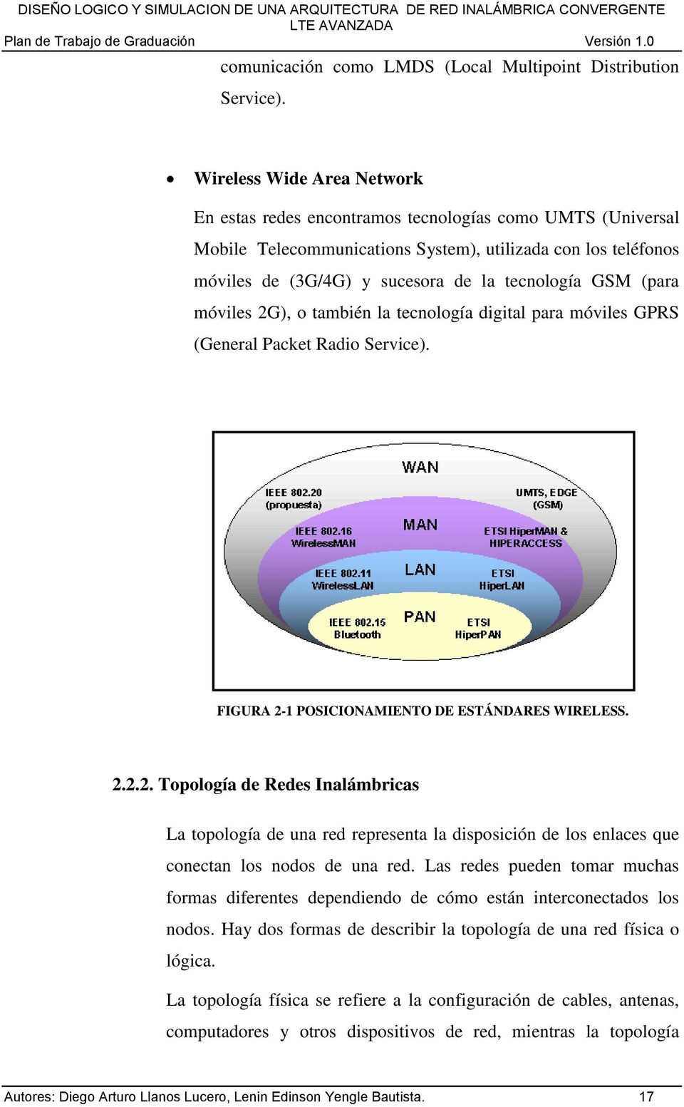 GSM (para móviles 2G), o también la tecnología digital para móviles GPRS (General Packet Radio Service). FIGURA 2-1 POSICIONAMIENTO DE ESTÁNDARES WIRELESS. 2.2.2. Topología de Redes Inalámbricas La topología de una red representa la disposición de los enlaces que conectan los nodos de una red.