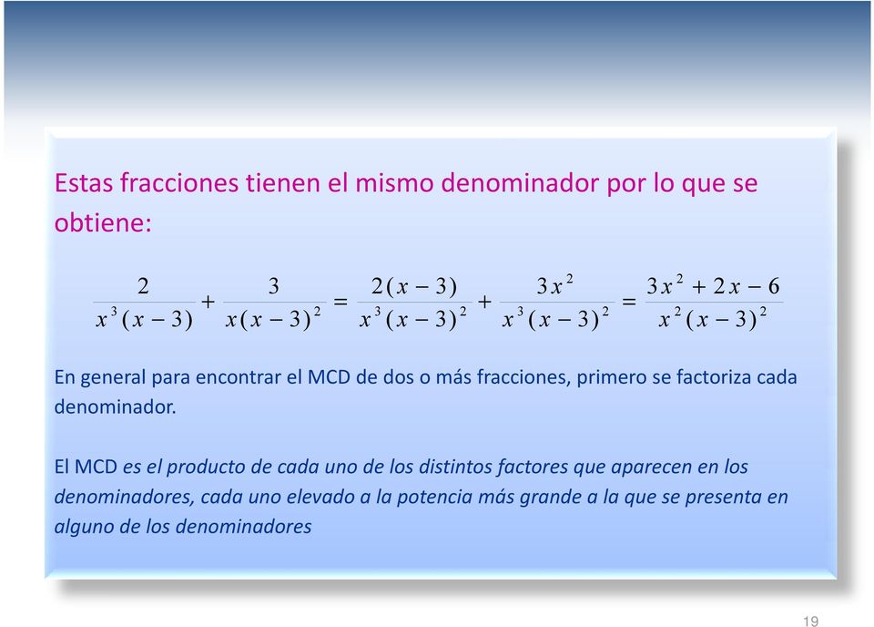 El MCD es el producto de cada uno de los distintos factores que aparecen en los