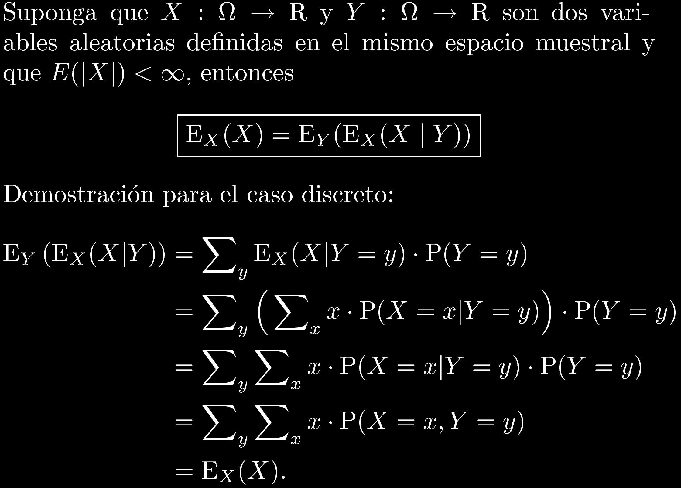 Propiedades de la varianza Notas sobre la varianza Ley de la esperanza total Si una distribución no tiene esperanza, como ocurre con la de Cauchy, tampoco tiene