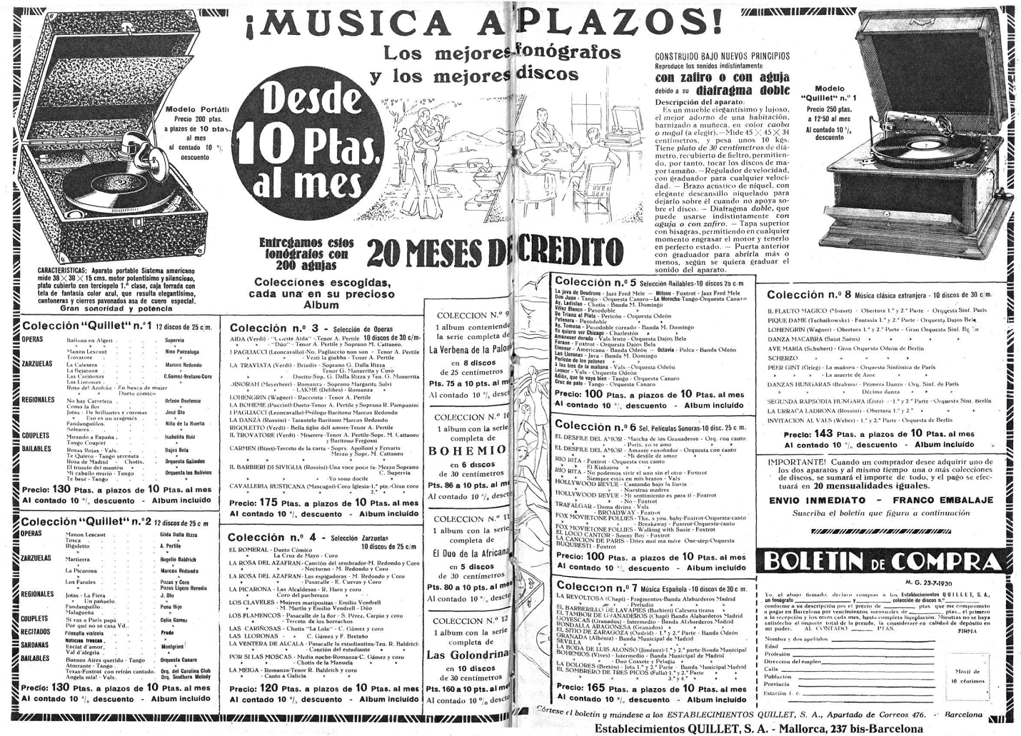 Discografía de la Banda Municipal de Madrid Mundo Gráfico, 23 de julio de 1930.