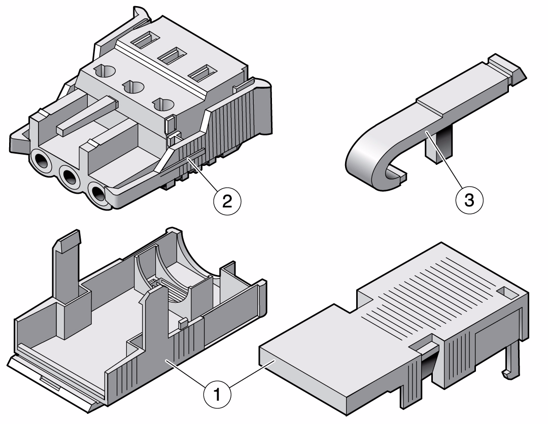 Montaje de los cables de alimentación de entrada de CC 1. Identifique las piezas que necesitará para montar el cable de alimentación de entrada de CC (FIGURA 5-6).