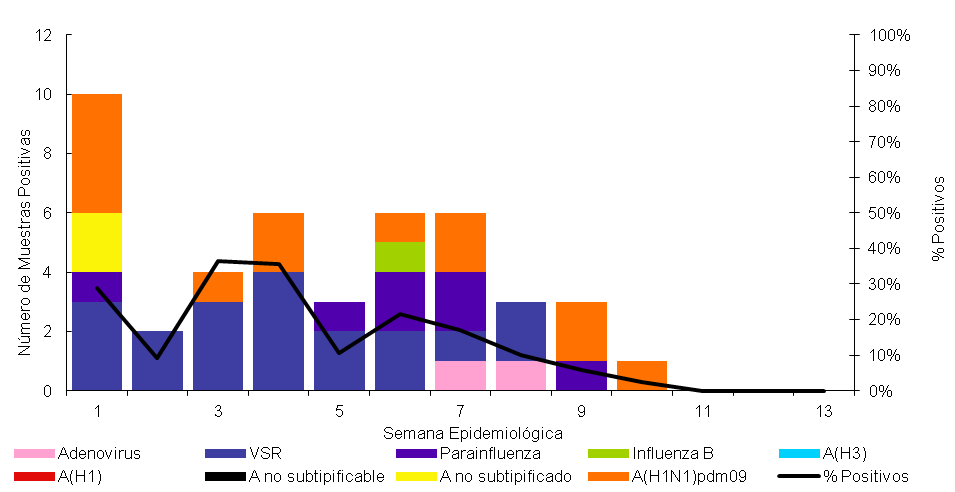Gráfico 9. Distribución porcentual de los casos de Infección Respiratoria Aguda Grave en instituciones centinela según grupo de edad. Bogotá D. C.