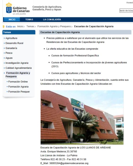 Web gobierno de Canarias.