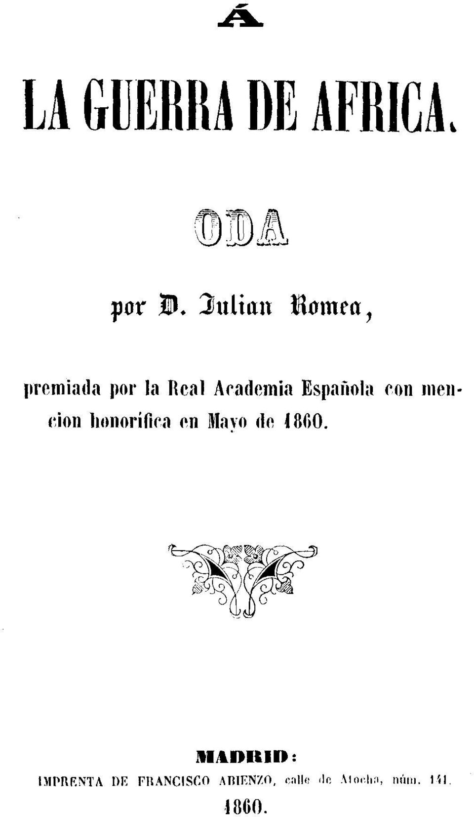 Española con mención honorífica en Mayo de 1800.