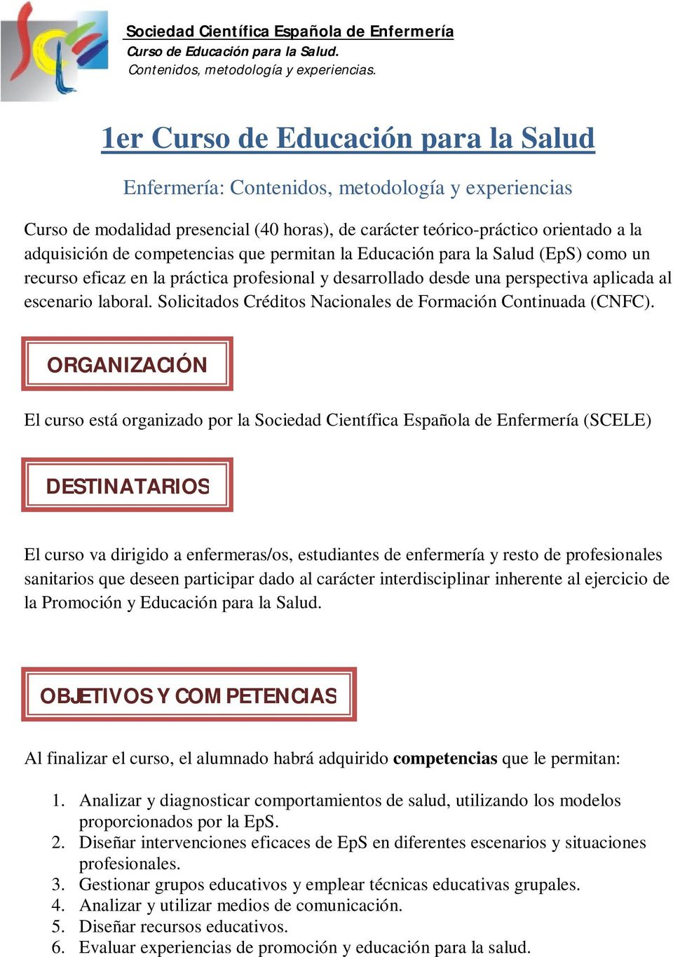 Solicitados Créditos Nacionales de Formación Continuada (CNFC).