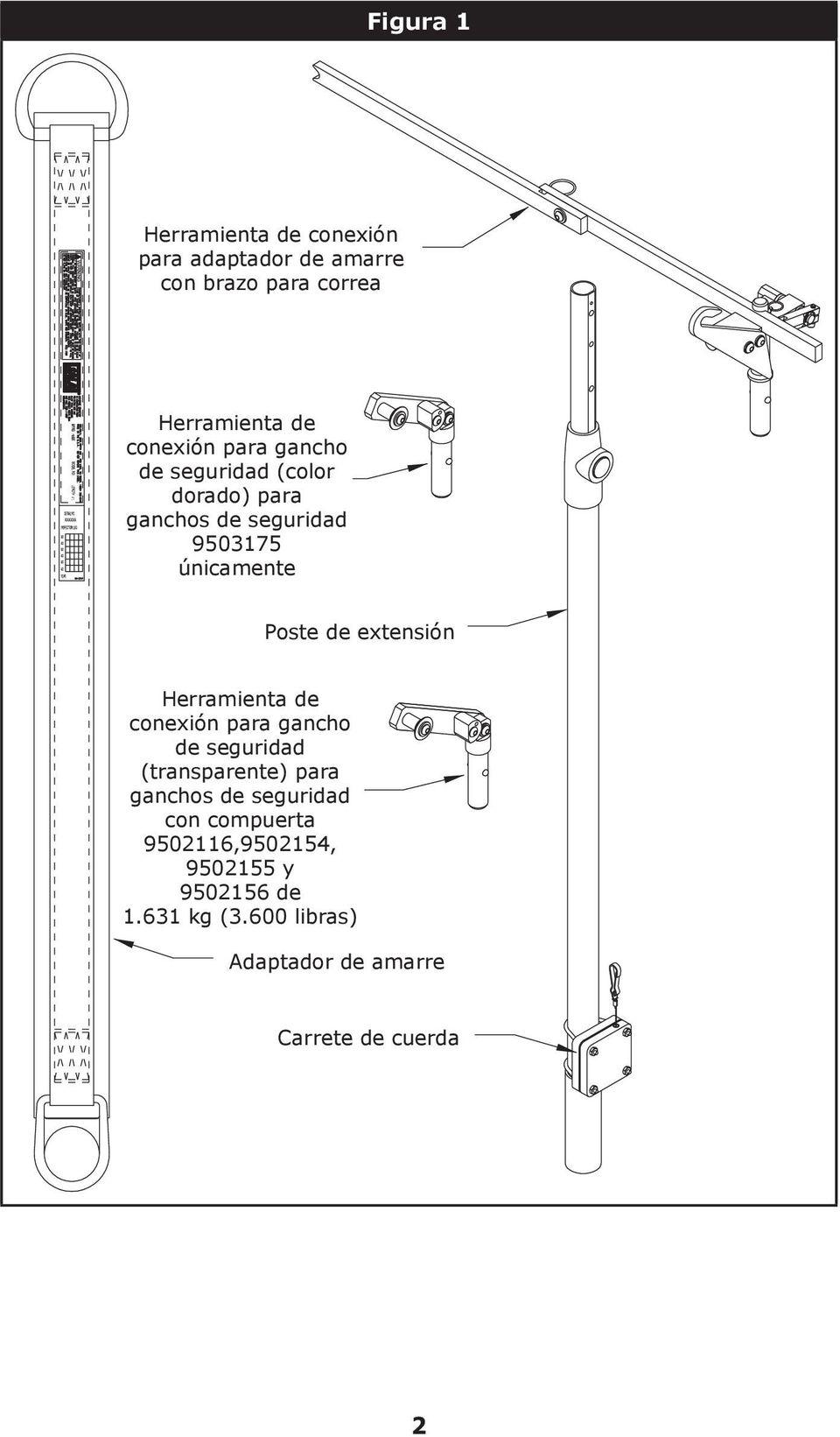 Herramienta de conexión para gancho de seguridad (transparente) para ganchos de seguridad con compuerta