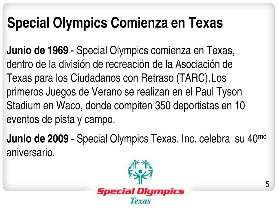 Los primeros Juegos de Verano se realizan en el Paul Tyson Stadium en Waco, donde compiten 350