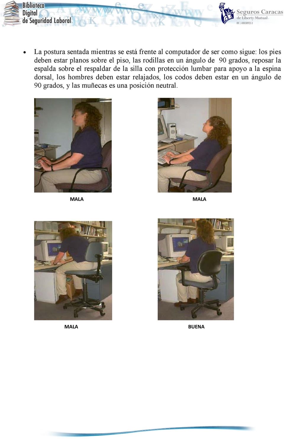 respaldar de la silla con protección lumbar para apoyo a la espina dorsal, los hombres deben
