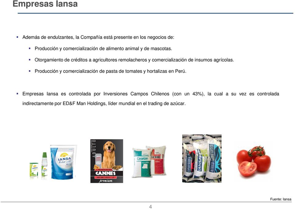 Producción y comercialización de pasta de tomates y hortalizas en Perú.
