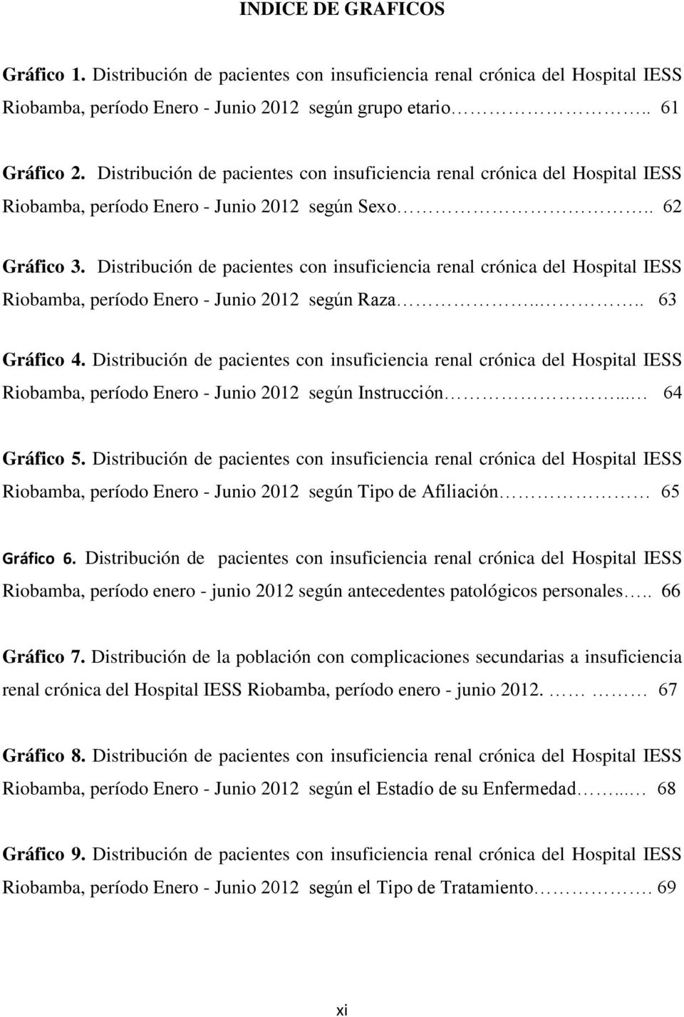Distribución de pacientes con insuficiencia renal crónica del Hospital IESS Riobamba, período Enero - Junio 2012 según Raza.... 63 Gráfico 4.