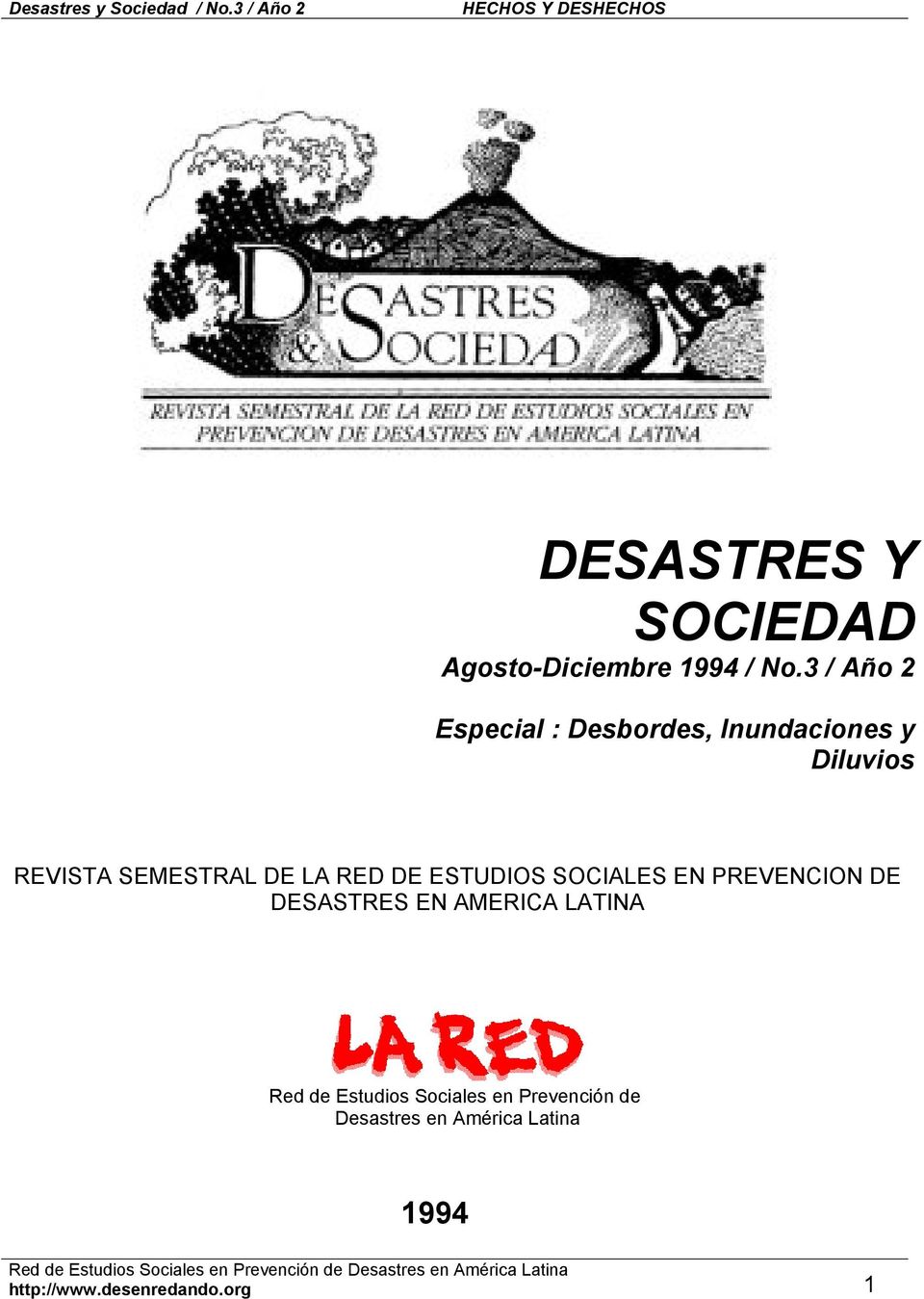 DE LA RED DE ESTUDIOS SOCIALES EN PREVENCION DE DESASTRES EN AMERICA LATINA