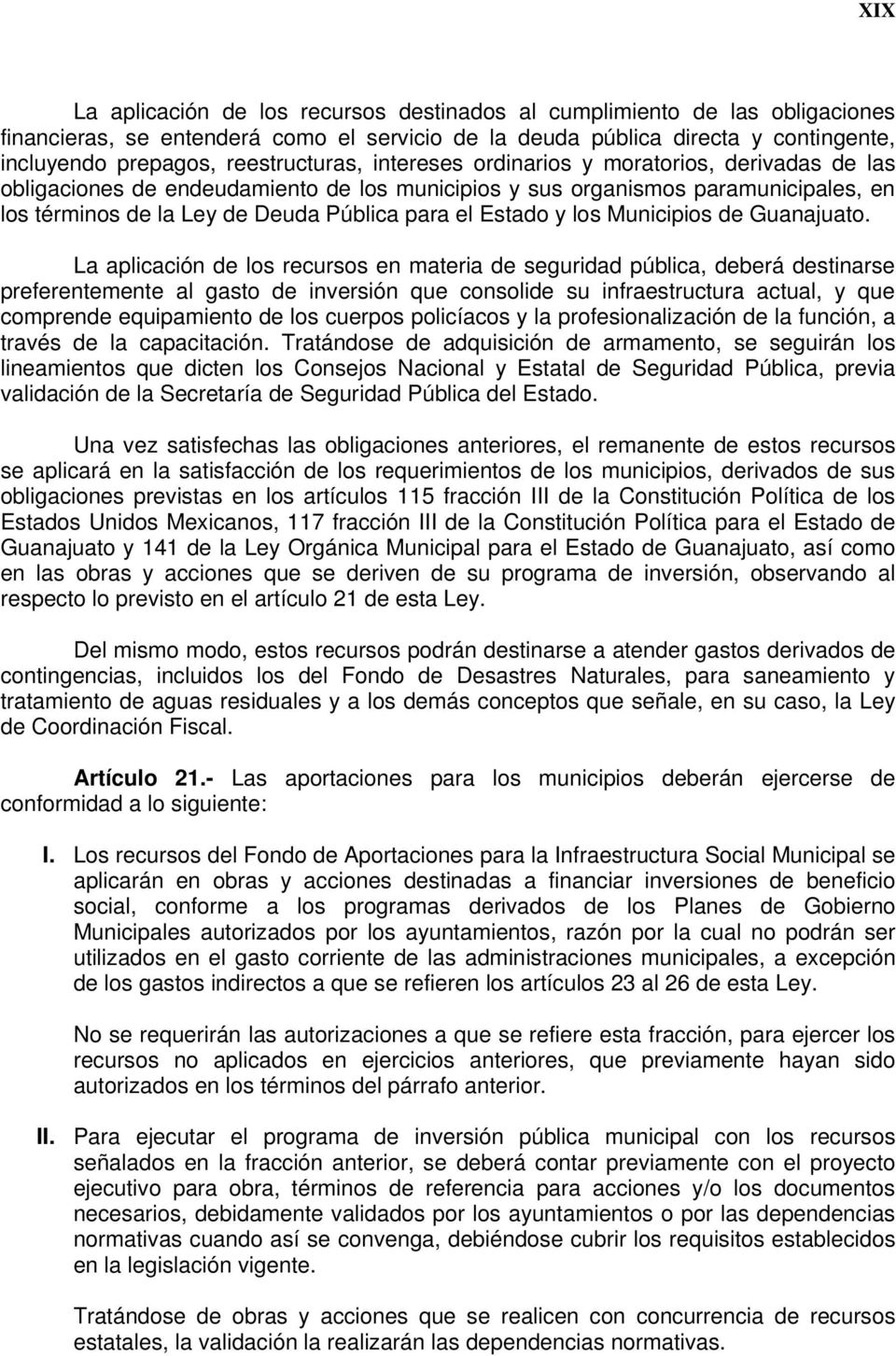 Estado y los Municipios de Guanajuato.