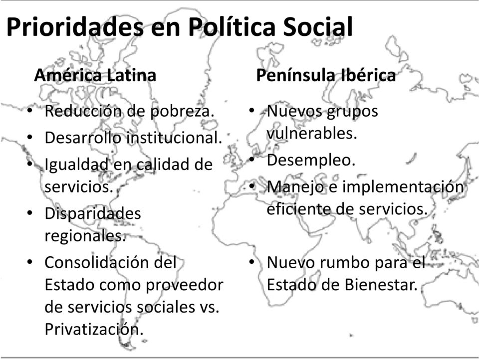 Consolidación del Estado como proveedor de servicios sociales vs. Privatización.