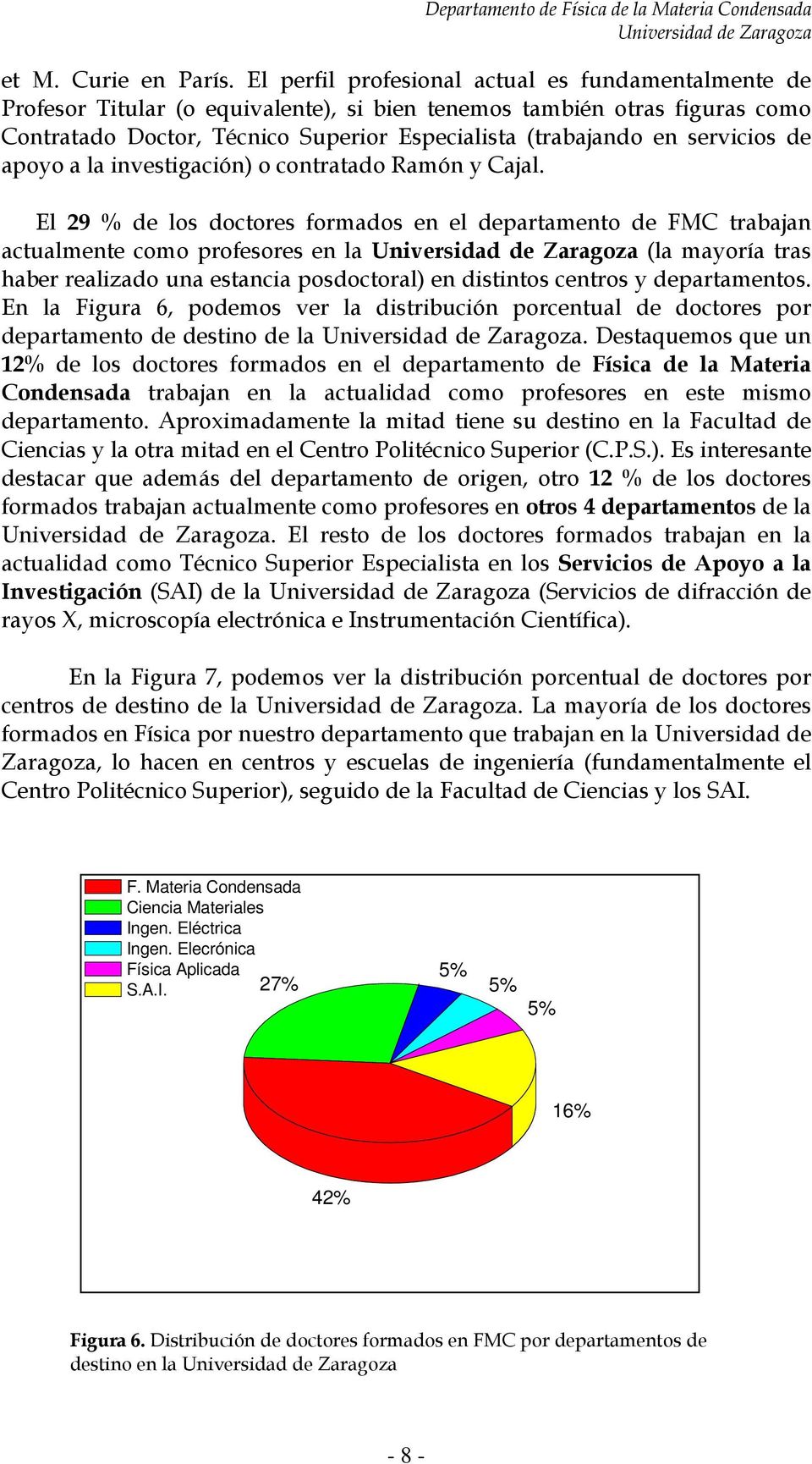 servicios de apoyo a la investigación) o contratado Ramón y Cajal.
