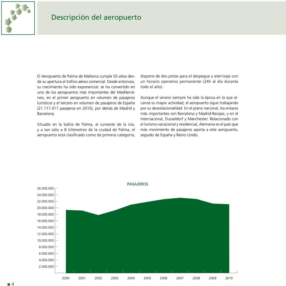 tercero en volumen de pasajeros de España (21.117.417 pasajeros en 2010), por detrás de Madrid y Barcelona.