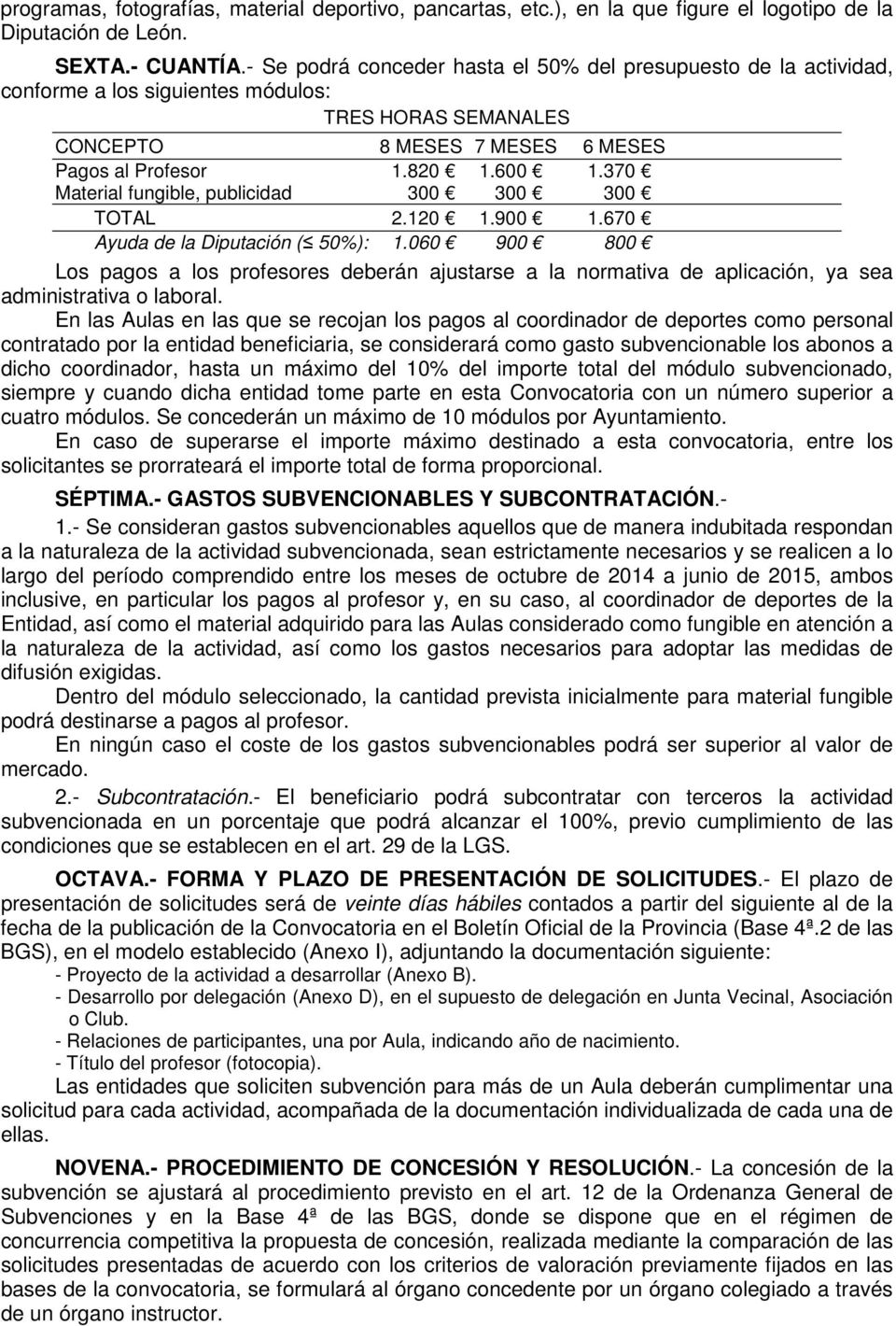 370 Material fungible, publicidad 300 300 300 TOTAL 2.120 1.900 1.670 Ayuda de la Diputación ( 50%): 1.