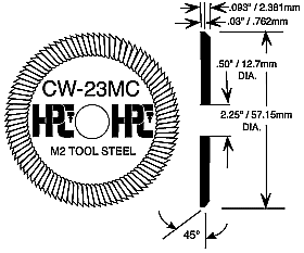 Fresas y Repuestos Speedex Cutter HP-CW-23MC Fresa cortadora de acero con dientes en ambos lados, es ideal para cortes precisos.