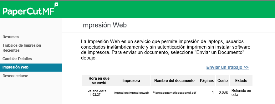 2.4 Gestión de impresión desde portal web Impresión a través del portal web de usuario (cont.