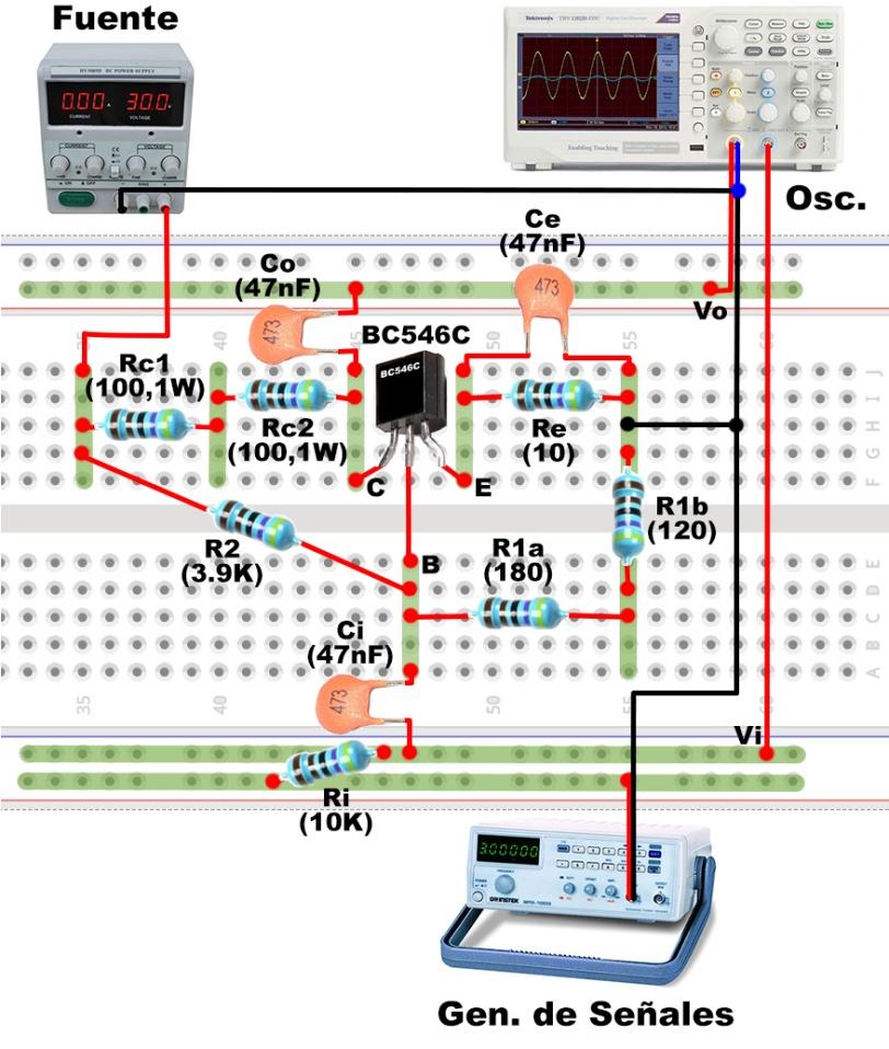 2. Configure el generador de señales para una salida de onda sinusoidal con una frecuencia de aprox.