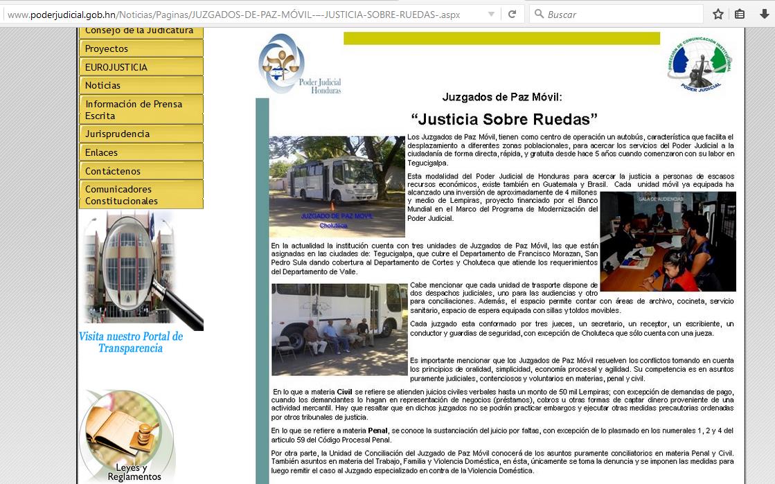 Juzgados de Paz Móviles / Honduras Información / Proximidad a
