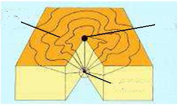 volcánicas. El punto de la corteza donde se produce la sacudida es el hipocentro o foco, denominándose epicentro el punto de la superficie situado verticalmente sobre el hipocentro.