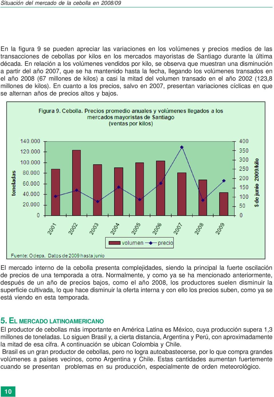 En relación a los volúmenes vendidos por kilo, se observa que muestran una disminución a partir del año 2007, que se ha mantenido hasta la fecha, llegando los volúmenes transados en el año 2008 (67