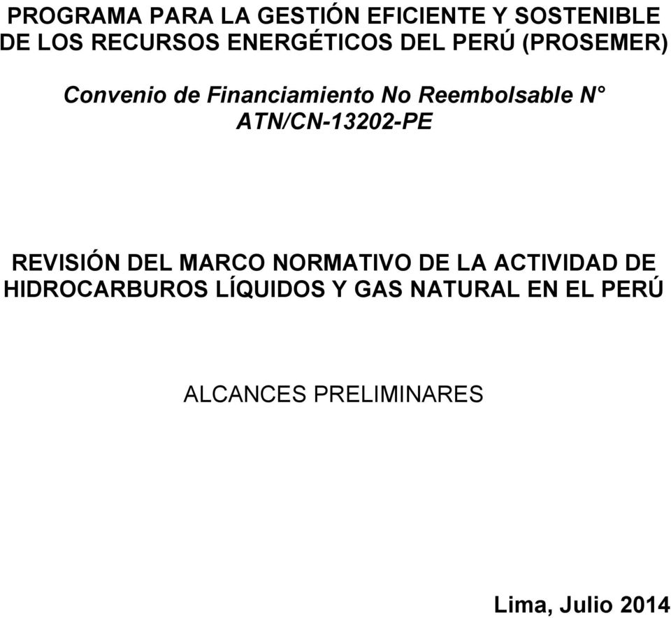 Reembolsable N ATN/CN-13202-PE REVISIÓN DEL MARCO NORMATIVO DE LA