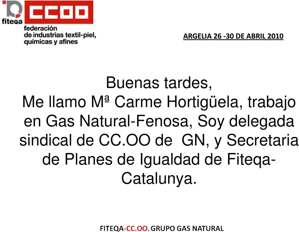 Natural-Fenosa, Soy delegada sindical de CC.
