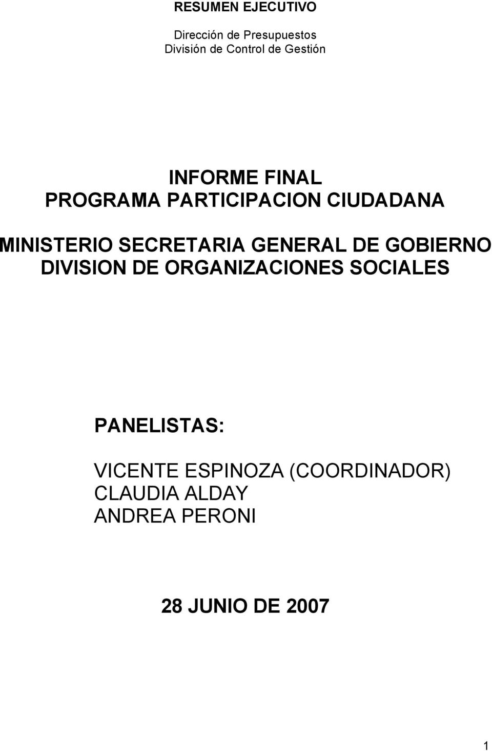 SECRETARIA GENERAL DE GOBIERNO DIVISION DE ORGANIZACIONES SOCIALES