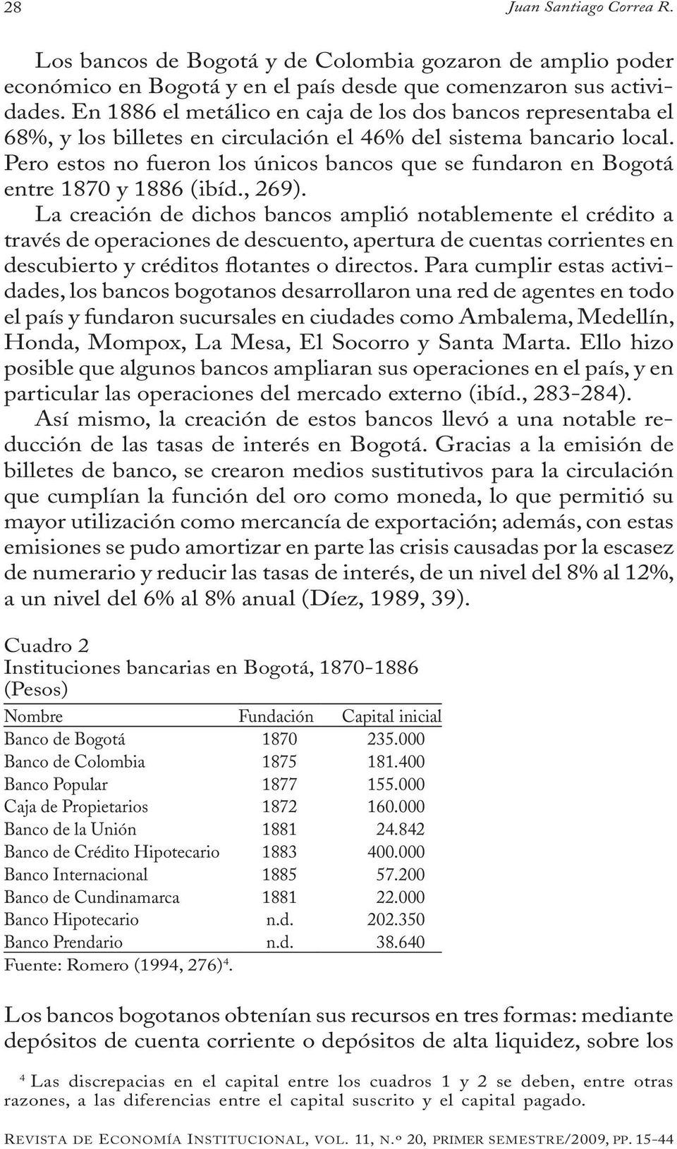 Pero estos no fueron los únicos bancos que se fundaron en Bogotá entre 1870 y 1886 (ibíd., 269).