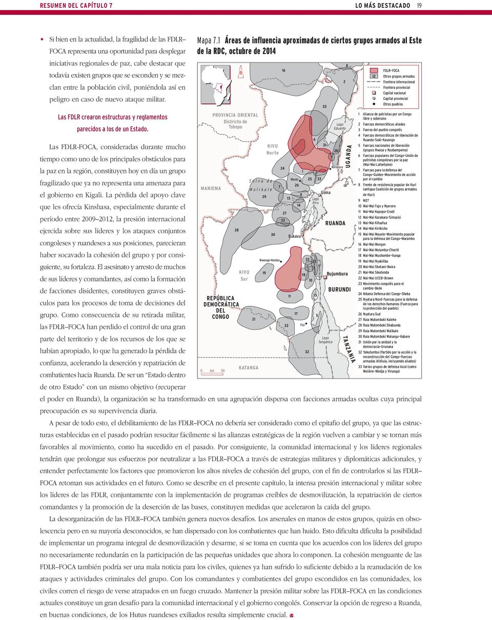 Las FDLR crearon estructuras y reglamentos parecidos a los de un Estado. Mapa 7.