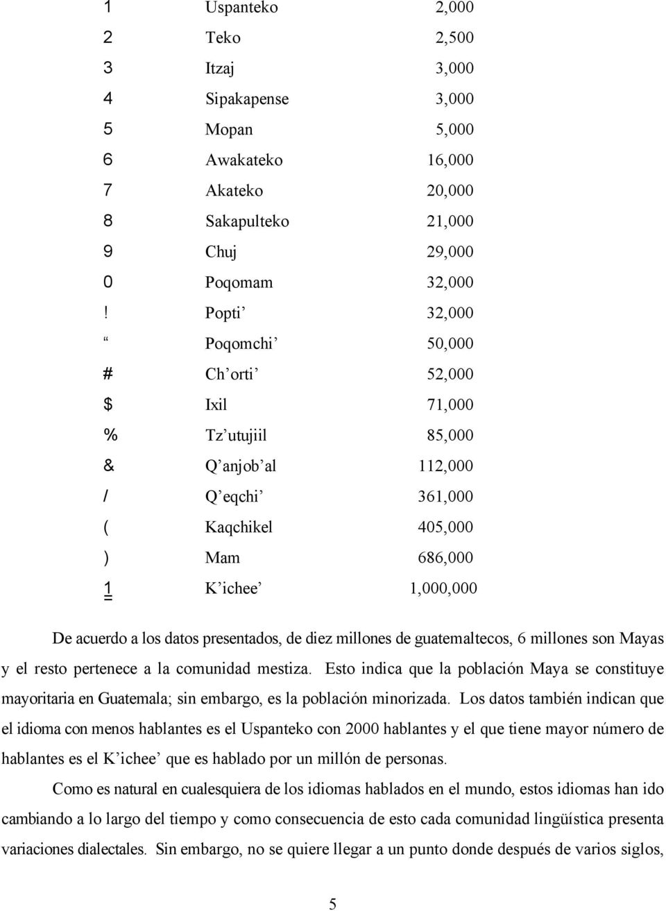 presentados, de diez millones de guatemaltecos, 6 millones son Mayas y el resto pertenece a la comunidad mestiza.